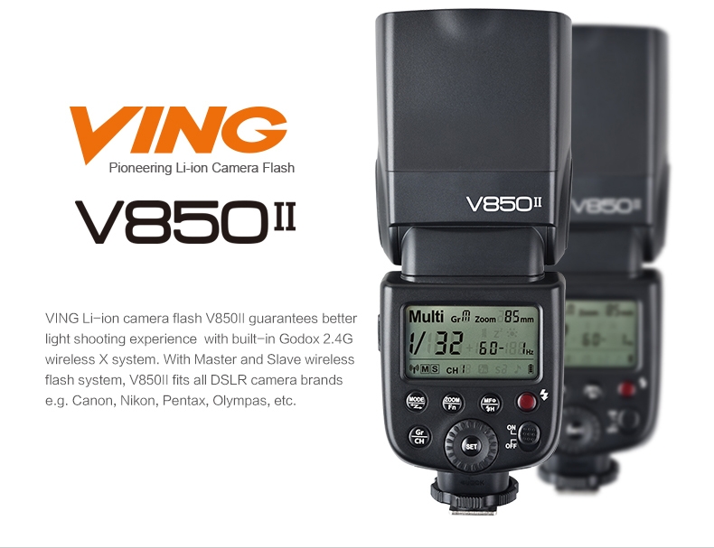 BỘ KIT FLASH GODOX VING 850II GN58 HSS FOR CANON/NIKON/PENTAX/SONY