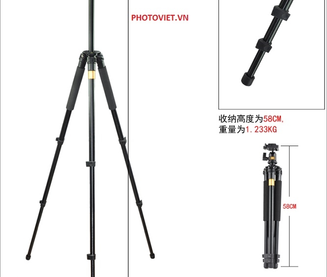 Chân Máy Ảnh Chuyên Nghiệp Tripod Beike Q308 Photoviet