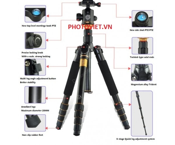 Chân Máy Ảnh Chuyên Nghiệp Tripod Beike Q666 Photoviet