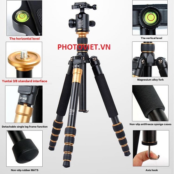 Chân Máy Ảnh Chuyên Nghiệp Tripod Beike Q668 Photoviet