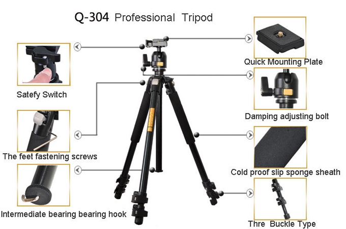 Chân Máy Ảnh Chuyên Nghiệp Tripod Beike QZ304 Photoviet