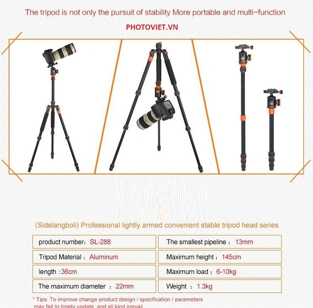 Chân Máy Ảnh Tripod Beike SL 288 Photoviet