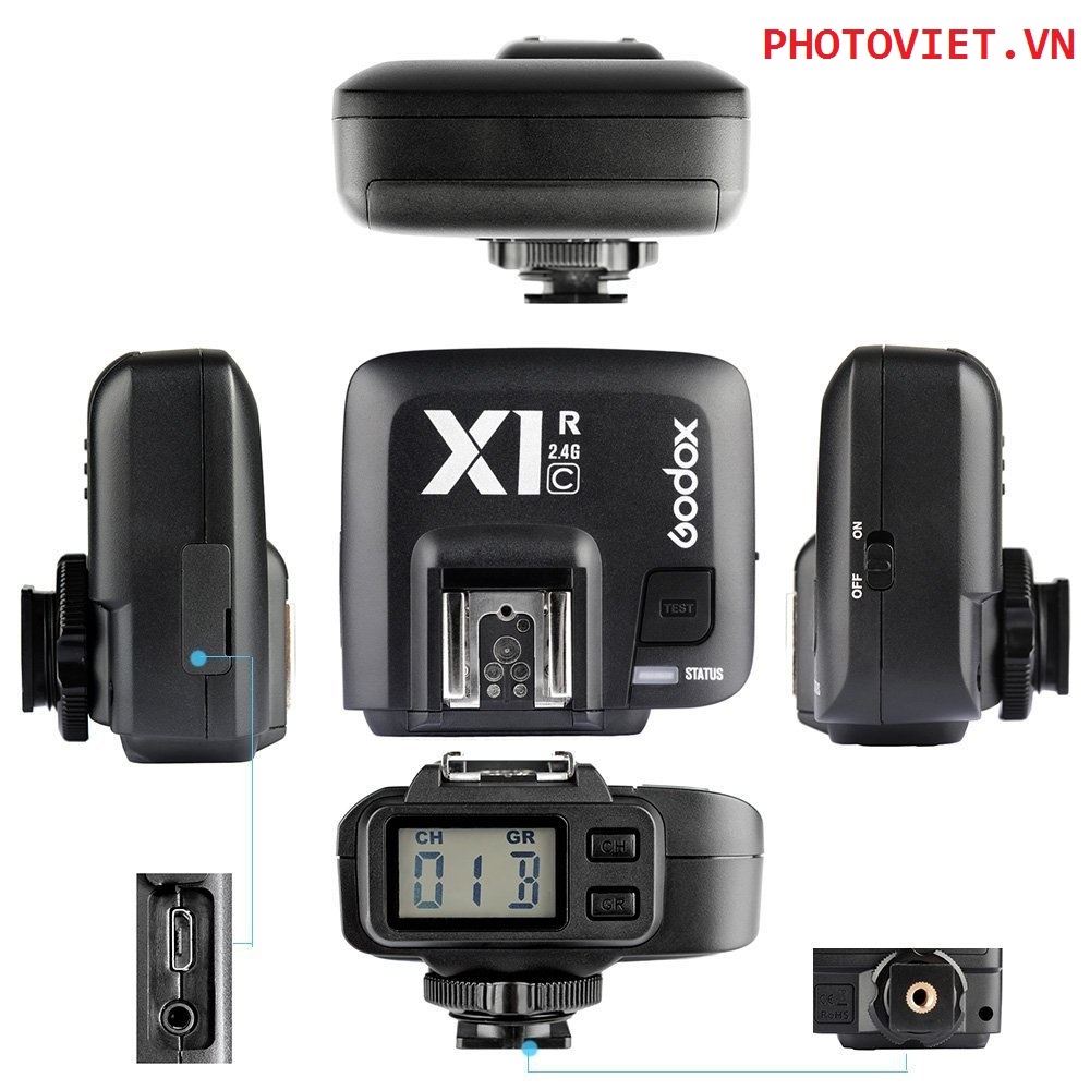 Cục Phát Godox 2.4GHz X1C-T - X1N-R Wireless Hot Shoe Flash Trigger Receiver for Canon EOS Cameras 400D Digital 550D 600D 650D 1100D 50D 60D 5D Mark II 5D Mark III 6D 7D