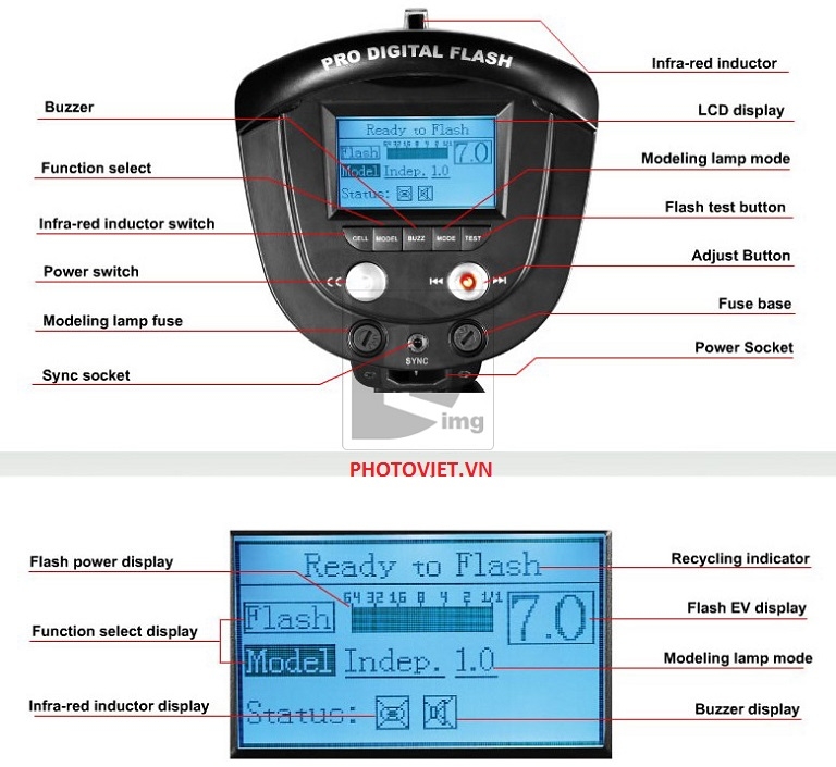 Đèn Flash Studio Jinbei Pilot II Pro 600W Photoviet