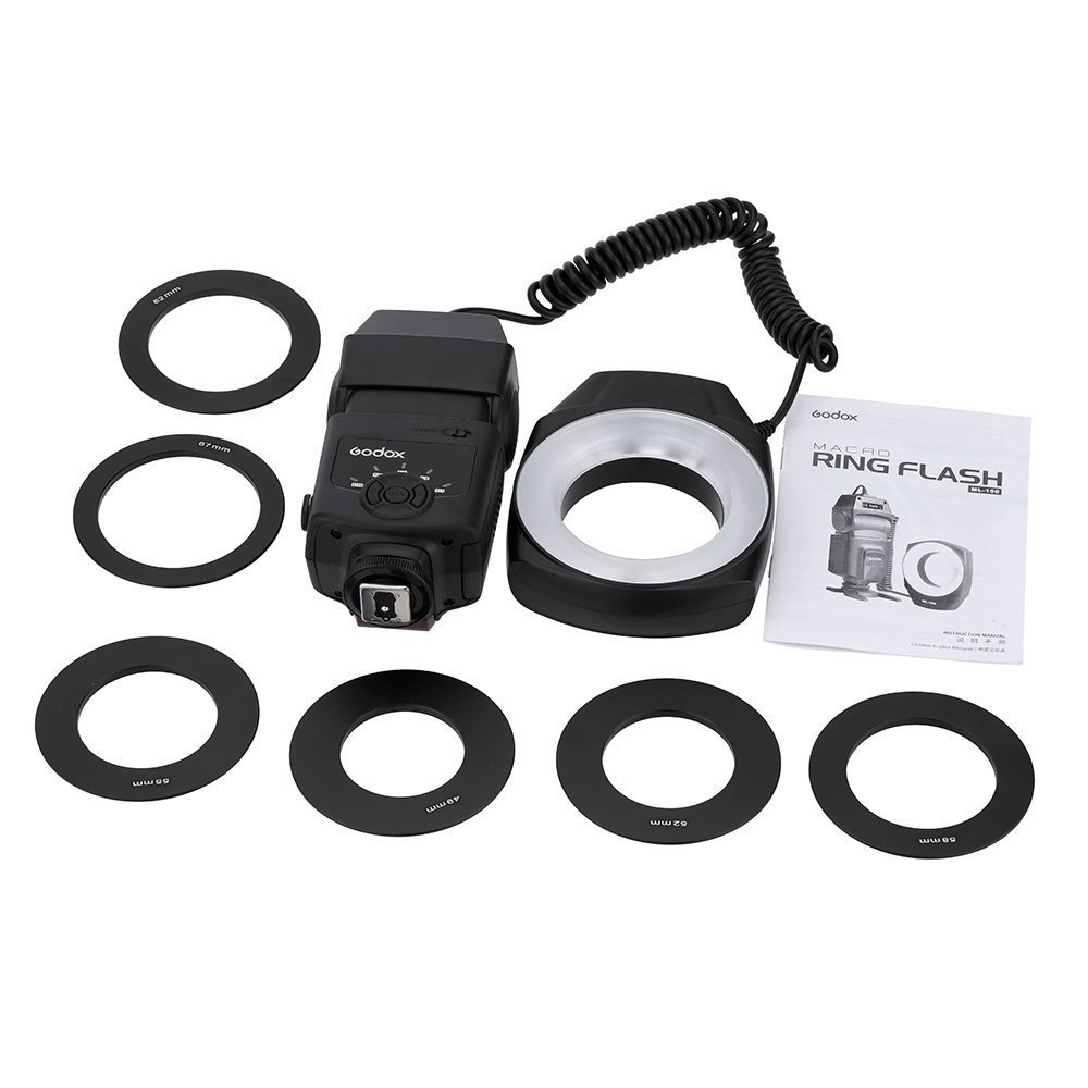 Godox  Flash Ring Light  ML- 150 Macro For Photography Flash Light with 6 Adapter Ring Canon Nikon Pentax Olympus DSLR Camera  Photoviet