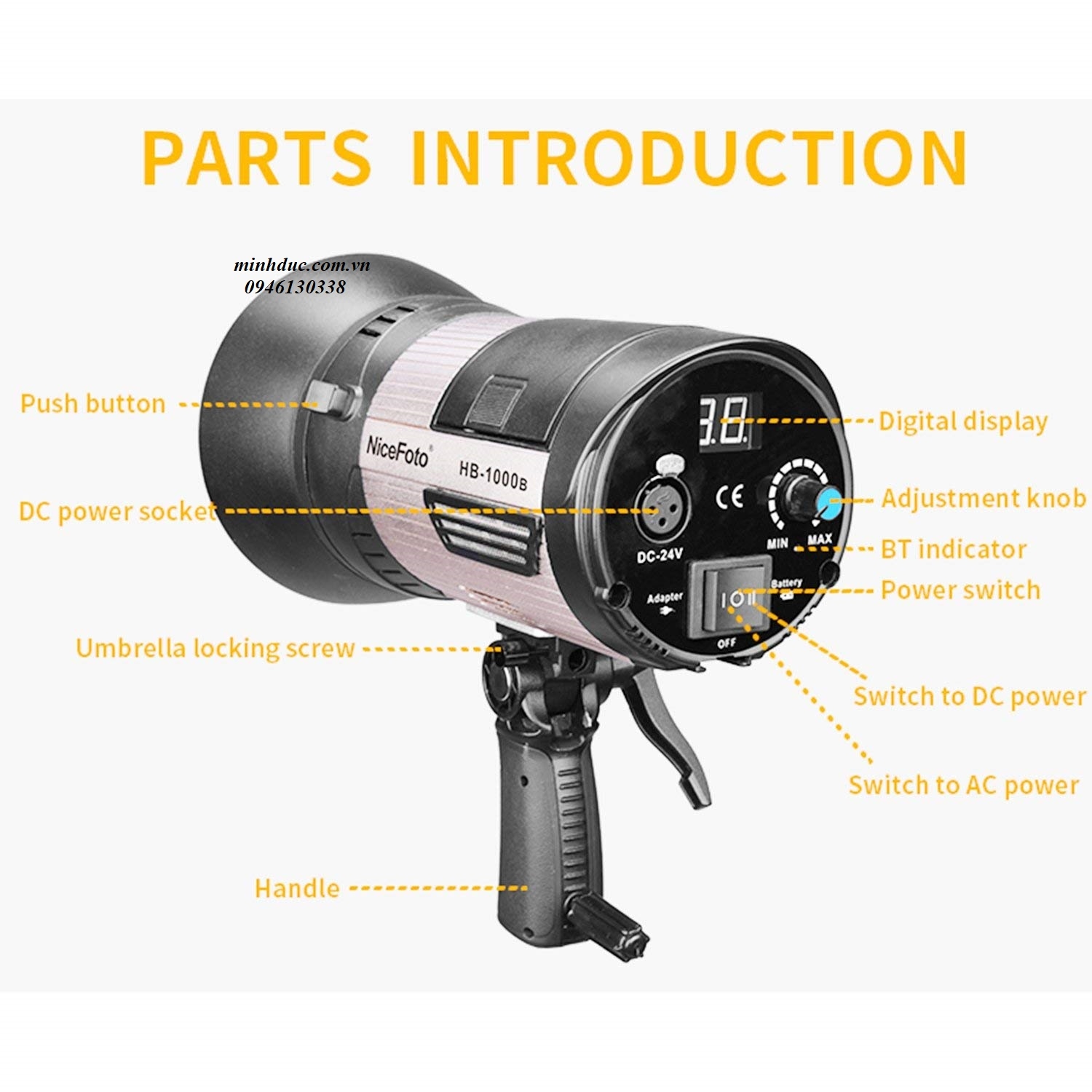 NiceFoto LED video light HB-1000B dùng pin Photoviet